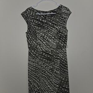 Connected Apparel Black and Gray Midi Dress